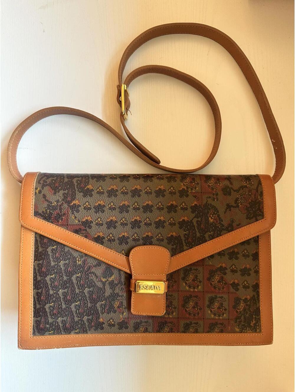 Escada Vintage 1990s Paisley Floral Italian Leather Convertible Shoulder Bag